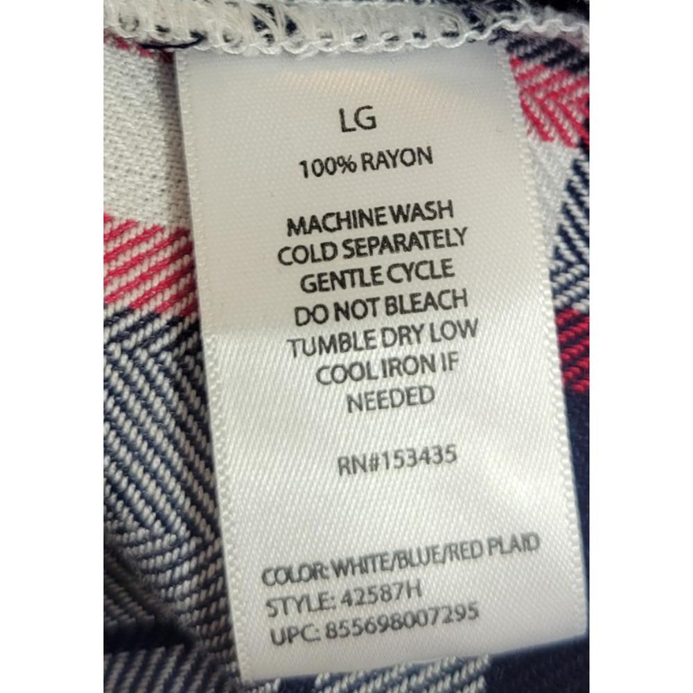 NWT BLL NYC Shirt Dress button‎ down Size Large Red Black Plaid Pocket Roll Tab - Picture 13 of 13